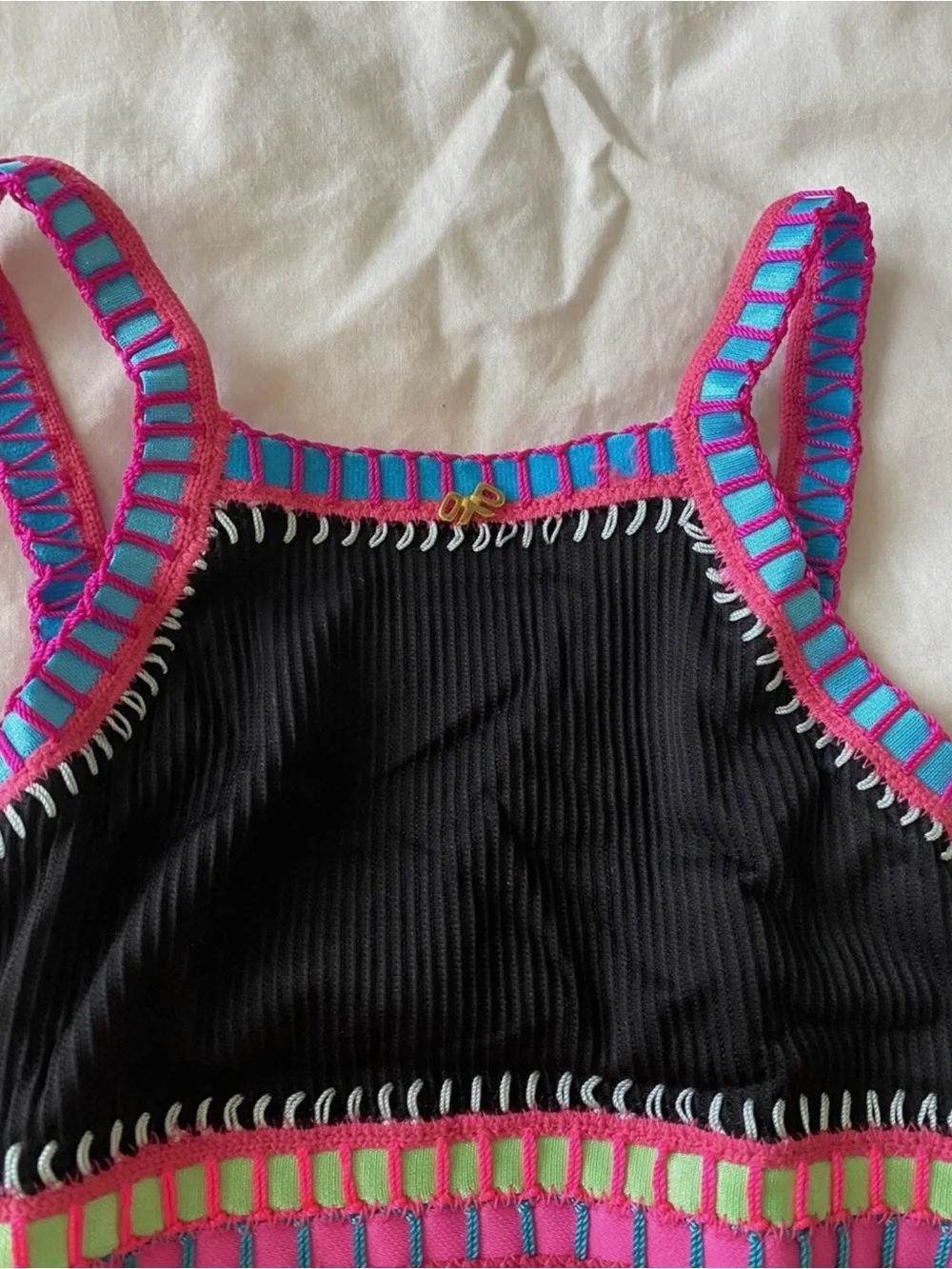 Platinum Swimwear Solange Ferrarini Embroidered Trim One Piece Swimsuit Size 6-8